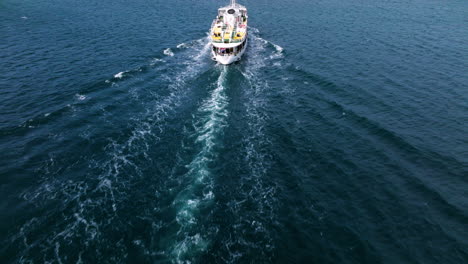 Sea-Ferry-Boat-Over-St-Anthony-Channel-From-Sibenik-Bay-Connecting-Croatian-Islands-In-Europe