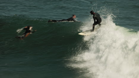 A-surfer-catches-a-nice-wave-at-Steamer-Lane-in-Santa-Cruz,-CA