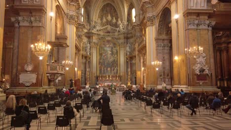 Video-of-a-sunday-mass-in-the-church-Basilica-dei-santi-XII-apostoli-located-in-the-city-center-in-Rome,-capital-of-Italy