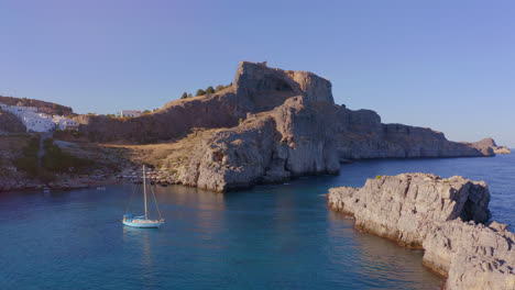 Aerial-views-of-Lindos-town-with-the-iconic-Greek-architecture