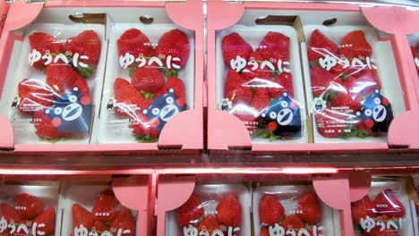 Caja-De-Regalo-De-Fruta-De-Fresa-Popular-Japonesa-En-Los-Estantes-De-Hong-Kong,-2-De-Febrero-De-2019