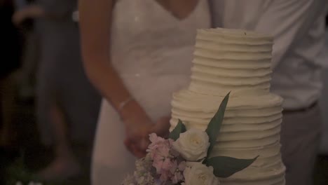 La-Novia-Y-El-Novio-Cortando-El-Pastel-De-Bodas-Juntos