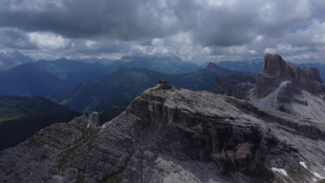 Aerial-view-of-ski-lodge-with-Dolomiti-panorama