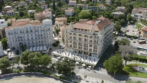 Building-Facade-From-Above-Of-Grand-Hotel-Palace-In-Opatija,-Croatia