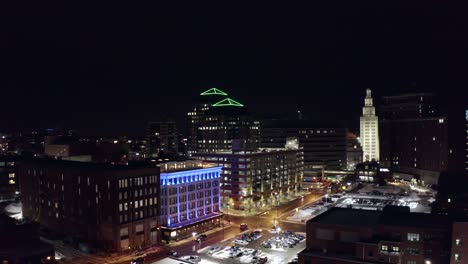 Centro-De-Buffalo,-Nueva-York-Por-La-Noche