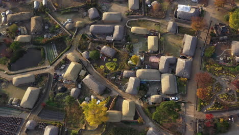 Traditional-Korean-Naganeupseong-Folk-Village,-Bird's-Eye-View,-Aerial