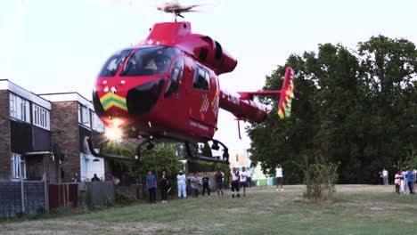 Wembley,-London,-HA9-9FQ,-July-2022,-Air-Ambulance---Red-Advanced-Trauma-Team-Flying-Helicopter