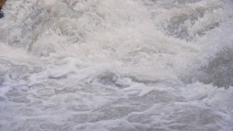 High-altitude-wild-glacial-river-in-Caucasus,-Georgia,-Mestia-region,-close-up