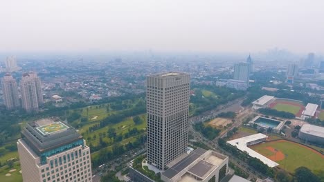 Panoramablick-Auf-Geschäftshaus-In-Der-Stadt-Jakarta,-Indonesien