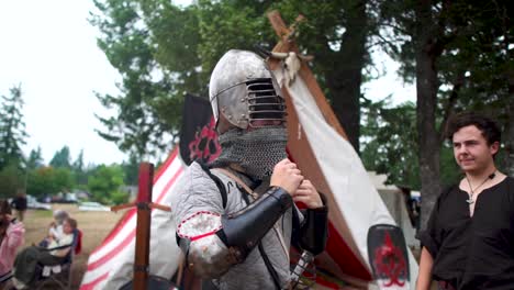 An-annual-festival-to-showcase-the-crafts,-religion---life-of-the-Norse-Demonstrations-took-place-of-stone-work,-forging,-sewing,-weaving,-carving,-leather-working,-foods,-music