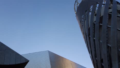 Tilt-shot-of-The-Lowry-Centre-Theatre-near-Media-City-Salford