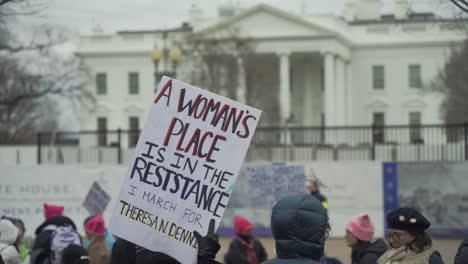 Manifestantes-Con-Carteles-De-Los-Derechos-De-Las-Mujeres-Se-Reunieron-Frente-A-La-Casa-Blanca-Participando-En-La-Marcha-De-Las-Mujeres.