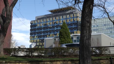 View-of-new-Royal-Hobart-Hospital-development-from-ABC-Roundabout-in-Tasmania,-Australia