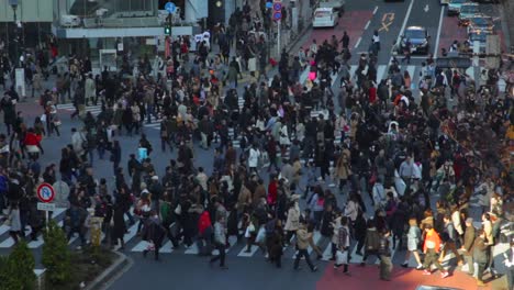 Der-Menschenverkehr-Am-Berühmten-Zebrastreifen-Shibuya-In-Tokio,-Japan