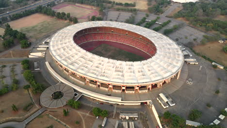 Orbiting-aerial-view-of-the-Moshood-Abiola-National-stadium-in-Abuja,-Nigeria