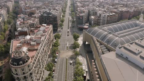 Empty-streets,-rooftops,-pools-and-shopping-areas-of-Barcelona,-Spain-during-coronavirus-shutdown