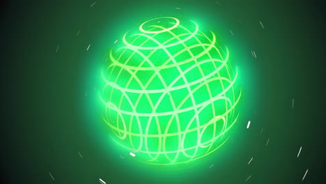 Animation-of-neon-globe-and-circles-on-black-background