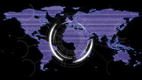 Animación-De-La-Red-De-Conexiones-Con-Escaneo-De-Alcance-Sobre-El-Mapa-Mundial