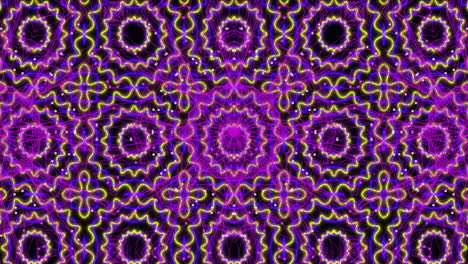 Animation-of-moving-purple-and-white-kaleidoscopic-pattern-with-stars-and-crosses