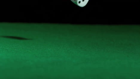 Animation-of-falling-dices-on-green-table-on-black-background