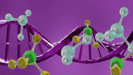 Animation-of-floating-molecules-over-dna-strand