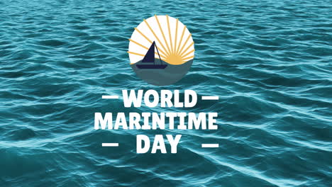 Animation-of-world-maritime-day-text-and-icons-over-sea