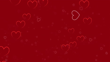 Animation-of-red-hearts-on-red-background