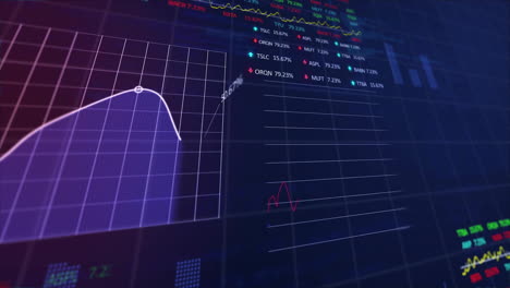 Animation-of-diagrams-over-data-processing-on-blue-background