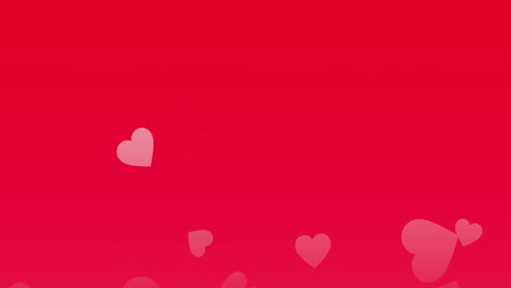 Animation-Von-Rosa-Herzen,-Die-über-Rotem-Hintergrund-Aufsteigen