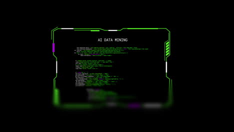 Animation-of-interface-with-ai-data-mining-text,-processing-on-black-background