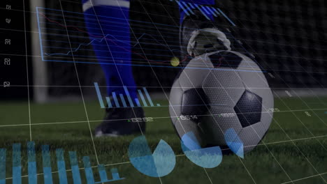 Animation-of-financial-data-processing-over-football-player-with-ball