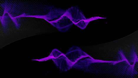 Animation-of-purple-and-white-shapes-on-black-background