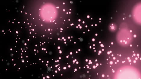 Animation-of-pink-light-spots-moving-on-black-background