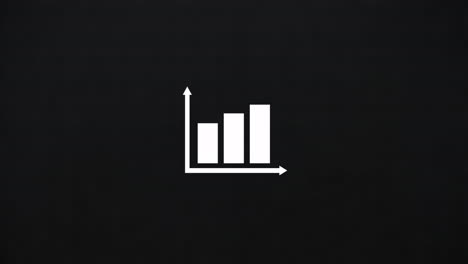 Animation-of-white-bar-graph-icon-processing-data-on-black-background