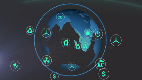 Animation-of-network-of-connections-of-eco-icons-over-globe