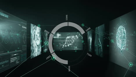 Animation-Eines-Netzwerks-Von-Verbindungen-Mit-Scope-Scanning-über-Digitale-Bildschirme