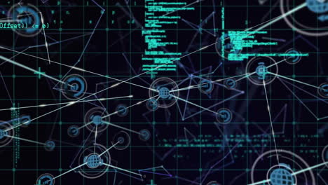 Animación-Del-Procesamiento-De-Datos-A-Través-De-La-Red-De-Comunicación-Sobre-Fondo-Negro