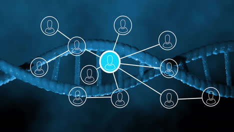 Animation-Von-Benutzersymbolen-über-Einem-DNA-Strang