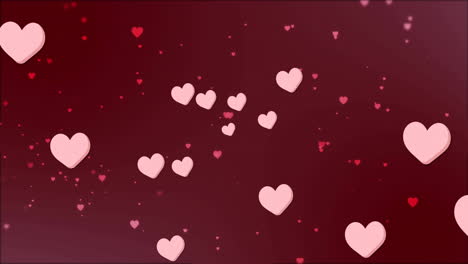 Animation-of-pink-and-red-hearts-on-red-background