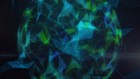 Animación-De-Una-Esfera-3d-Giratoria-De-Redes-Verdes-Y-Azules-Sobre-Fondo-Negro