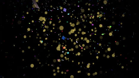 Animation-of-confetti-and-light-spots-on-black-background