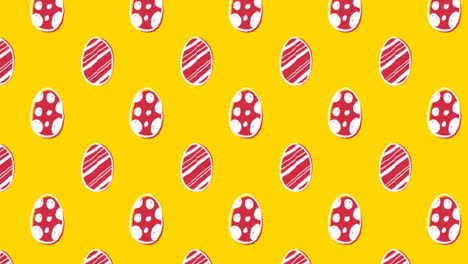 Animation-of-moving-easter-eggs-over-yellow-background