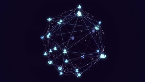 Animation-of-globe-with-network-of-connections-over-black-background
