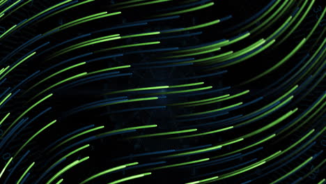 Animation-of-green-light-trails-on-black-background
