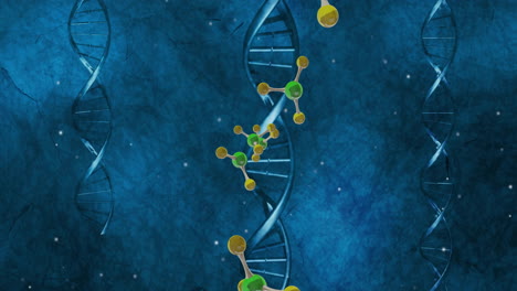 Animation-of-floating-molecules-over-dna-strands