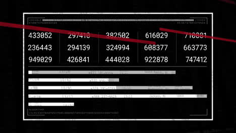 Animation-of-red-lines-over-numeric-data-processing-on-black-background