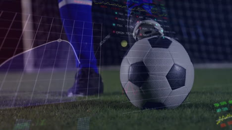 Animación-Del-Procesamiento-De-Datos-Financieros-Sobre-Un-Jugador-De-Fútbol-Con-Balón.