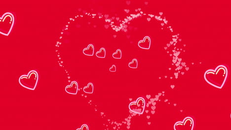 Animation-of-pink-hearts-on-red-background