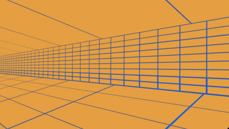 Animation-of-digital-tunnel-moving-on-orange-background