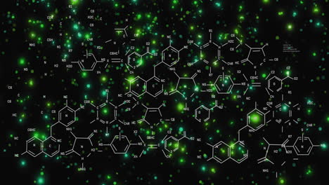 Animación-Del-Procesamiento-De-Datos-Y-Fórmula-Química-Sobre-Puntos-De-Luz